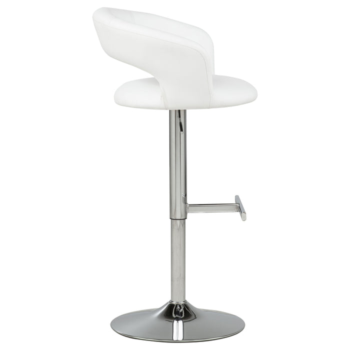 Travia Adjustable Leatherette Swivel Bar Stool White and Chrome