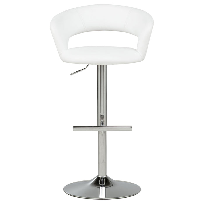 Travia Adjustable Leatherette Swivel Bar Stool White and Chrome