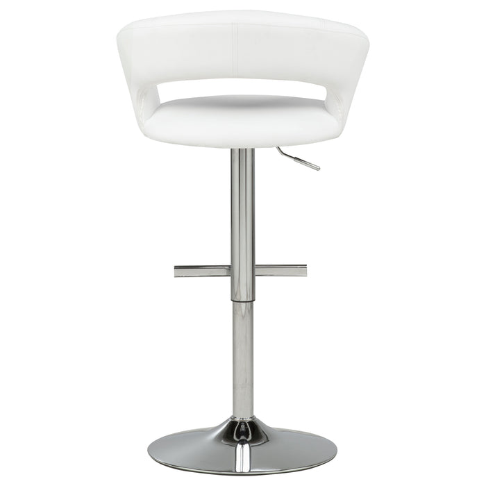 Travia Adjustable Leatherette Swivel Bar Stool White and Chrome
