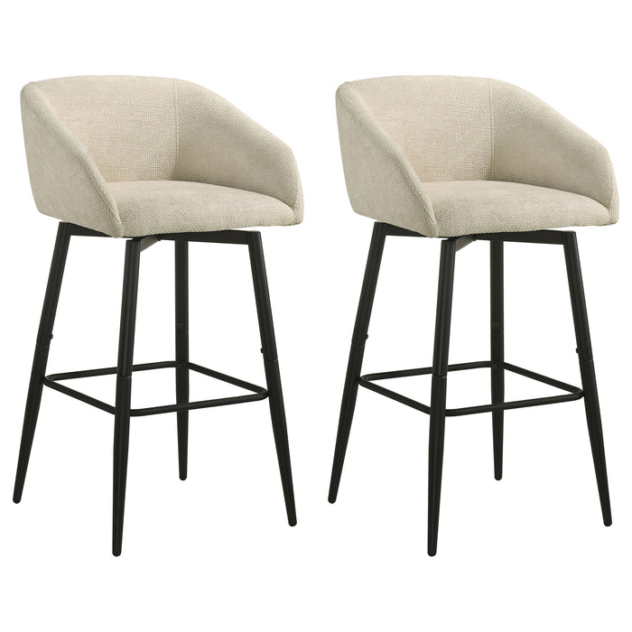 Rainer Fabric Upholstered Swivel Bar Chair Cream (Set of 2)