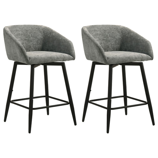 Rainer Fabric Upholstered Swivel Counter Height Chair Charcoal (Set of 2)