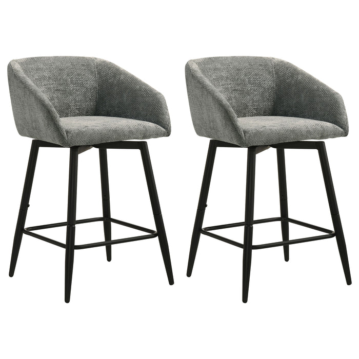 Rainer Fabric Upholstered Swivel Counter Height Chair Charcoal (Set of 2)