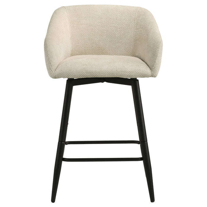 Rainer Fabric Upholstered Swivel Counter Height Chair Cream (Set of 2)