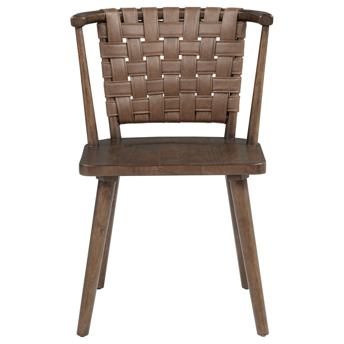 Tallis Woven Leatherette Back Dining Side Chair Brown (Set of 2)