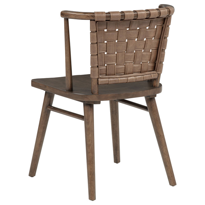 Tallis Woven Leatherette Back Dining Side Chair Brown (Set of 2)