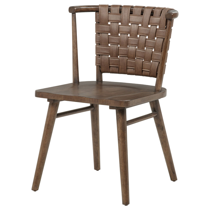 Tallis Woven Leatherette Back Dining Side Chair Brown (Set of 2)