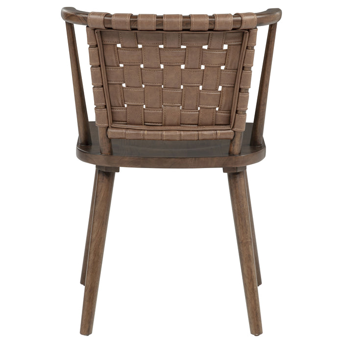 Tallis Woven Leatherette Back Dining Side Chair Brown (Set of 2)