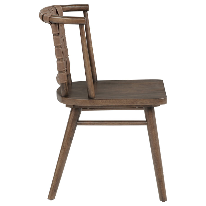 Tallis Woven Leatherette Back Dining Side Chair Brown (Set of 2)