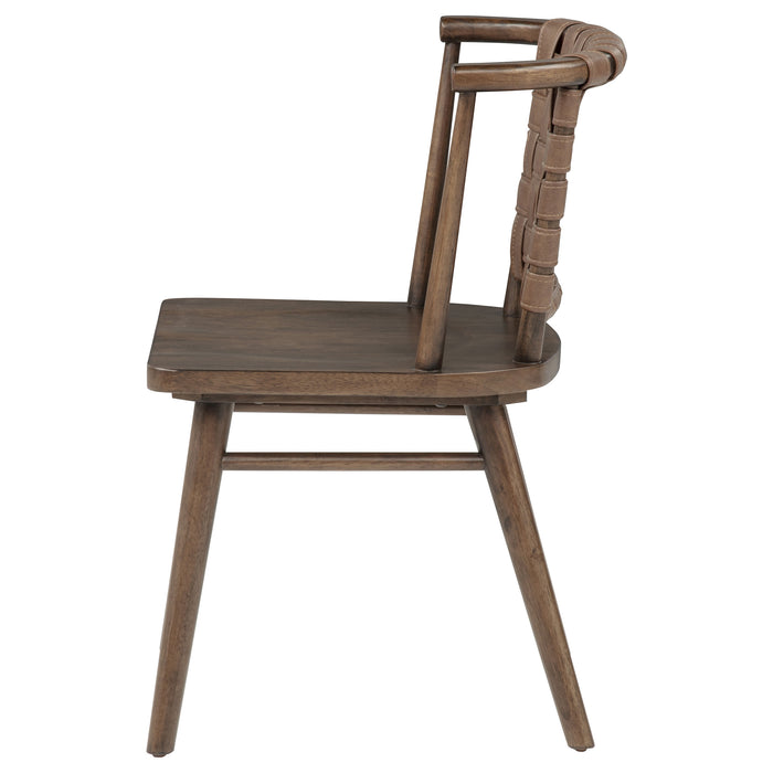 Tallis Woven Leatherette Back Dining Side Chair Brown (Set of 2)