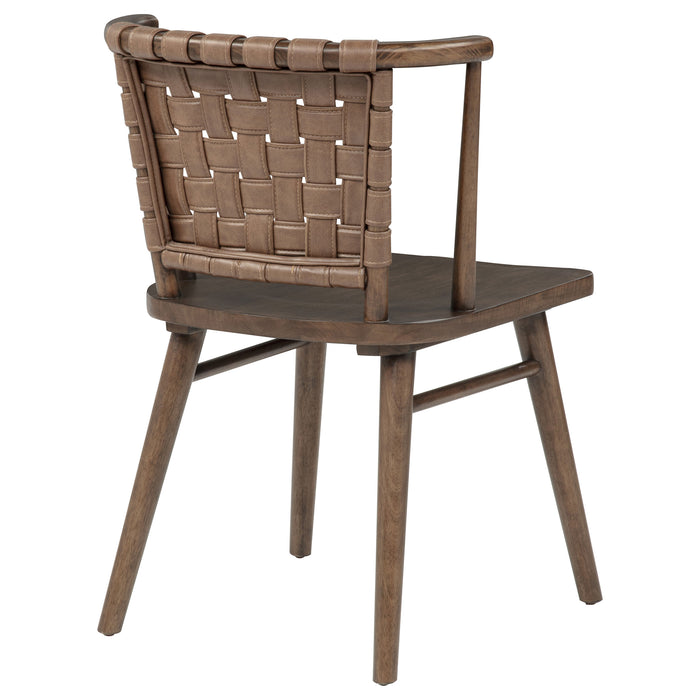 Tallis Woven Leatherette Back Dining Side Chair Brown (Set of 2)