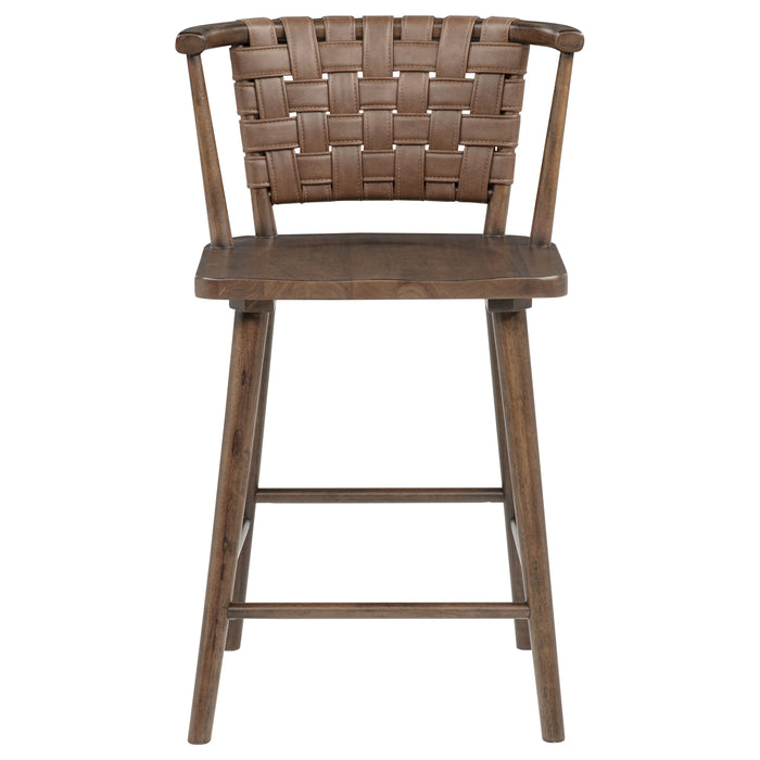 Tallis Woven Leatherette Back Counter Chair Brown (Set of 2)