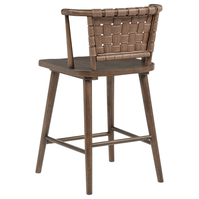 Tallis Woven Leatherette Back Counter Chair Brown (Set of 2)