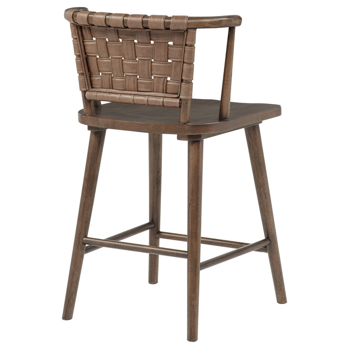 Tallis Woven Leatherette Back Counter Chair Brown (Set of 2)