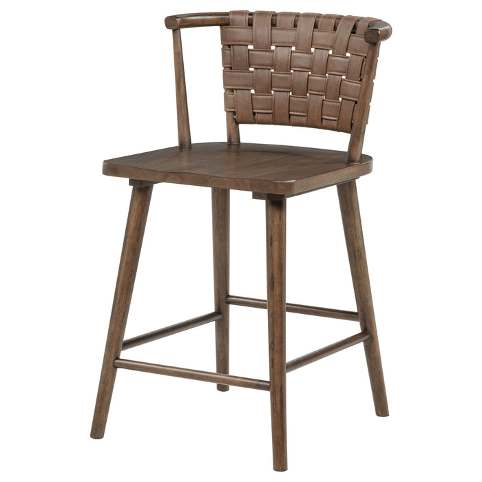 Tallis Woven Leatherette Back Counter Chair Brown (Set of 2)
