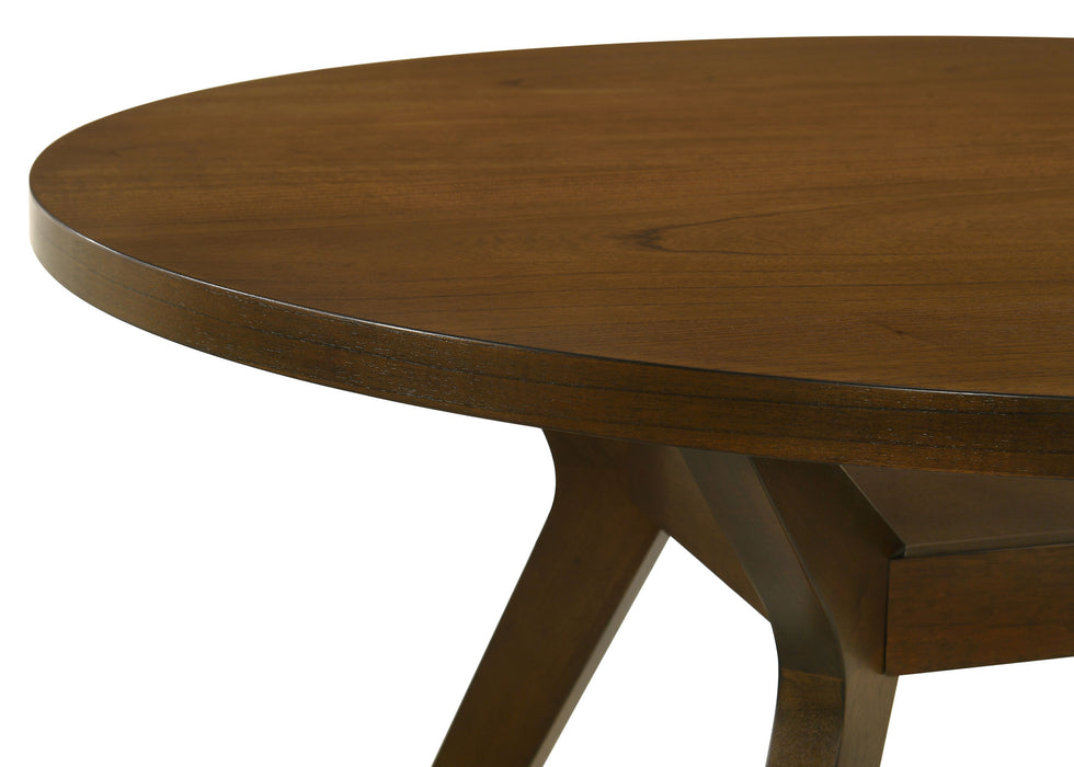 Mueller 48-inch Round Mindi Veneer Dining Table Brown