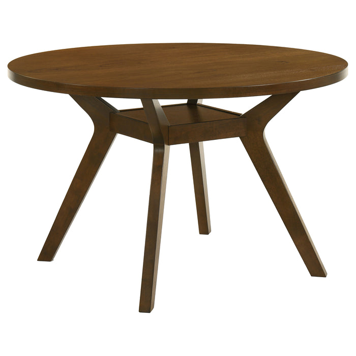 Mueller 5-piece 48-inch Round Dining Set Brown and Beige