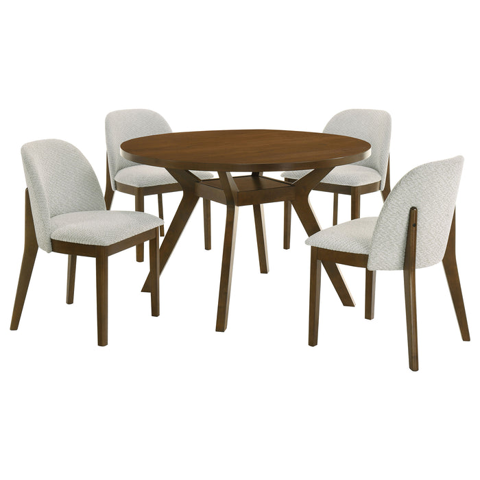 Mueller 5-piece 48-inch Round Dining Set Brown and Beige