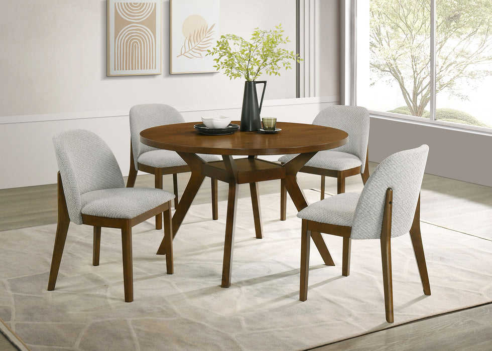 Mueller 5-piece 48-inch Round Dining Set Brown and Beige