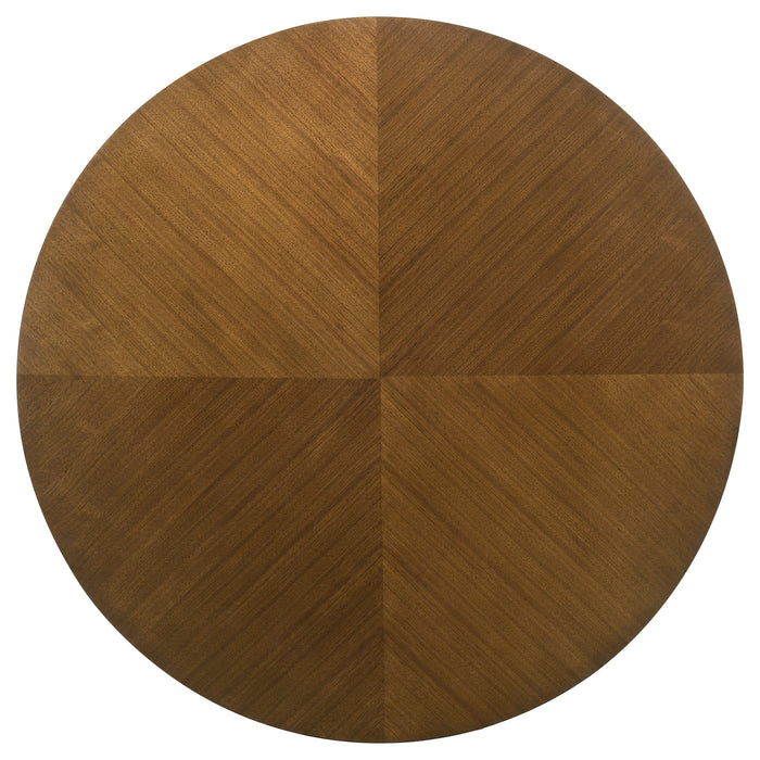 Galindo 52-inch Round Walnut Veneer Dining Table Walnut