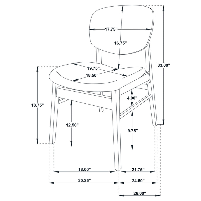 Benford Dining Side Chair Upholstered Seat Dark Brown (Set of 2)