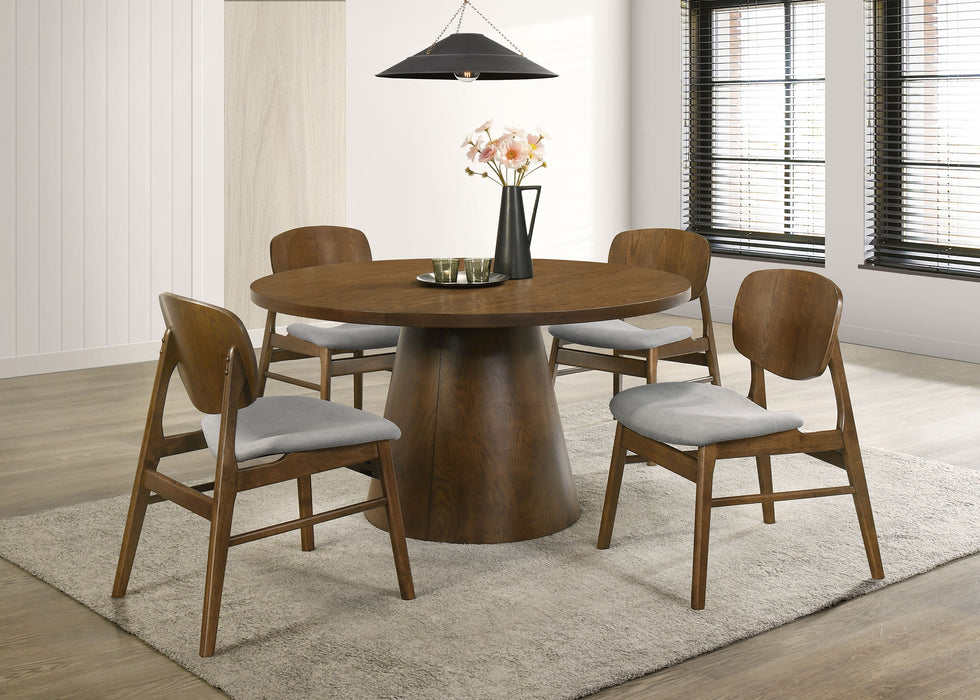Benford Dining Side Chair Upholstered Seat Dark Brown (Set of 2)