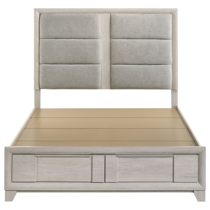 Farre Queen Upholstered Storage Platform Bed Washed Grey