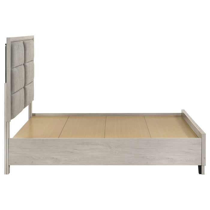 Farre Queen Upholstered Storage Platform Bed Washed Grey