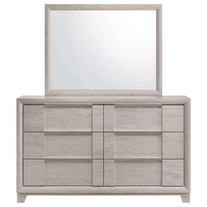 Farre 6-drawer Dresser with Mirror Washed Grey