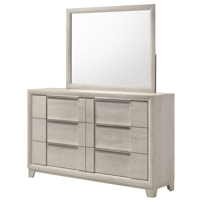 Farre 6-drawer Dresser with Mirror Washed Grey