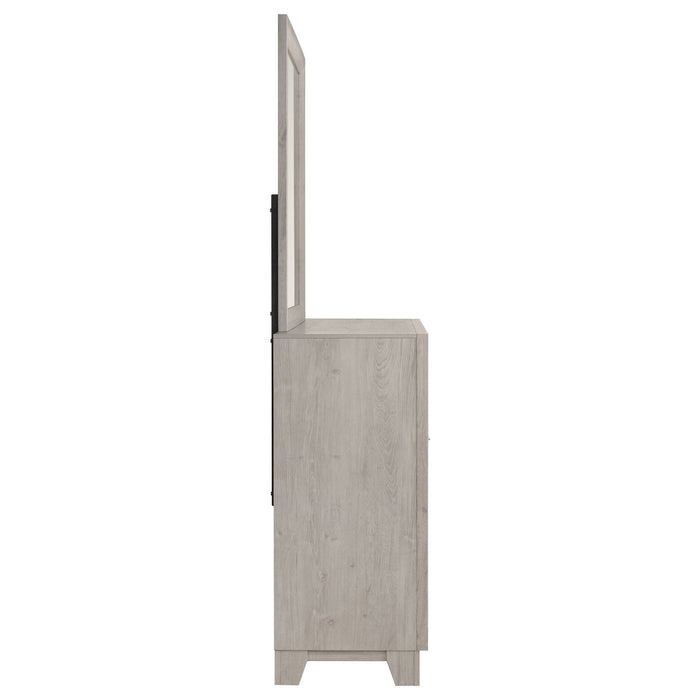 Farre 6-drawer Dresser with Mirror Washed Grey