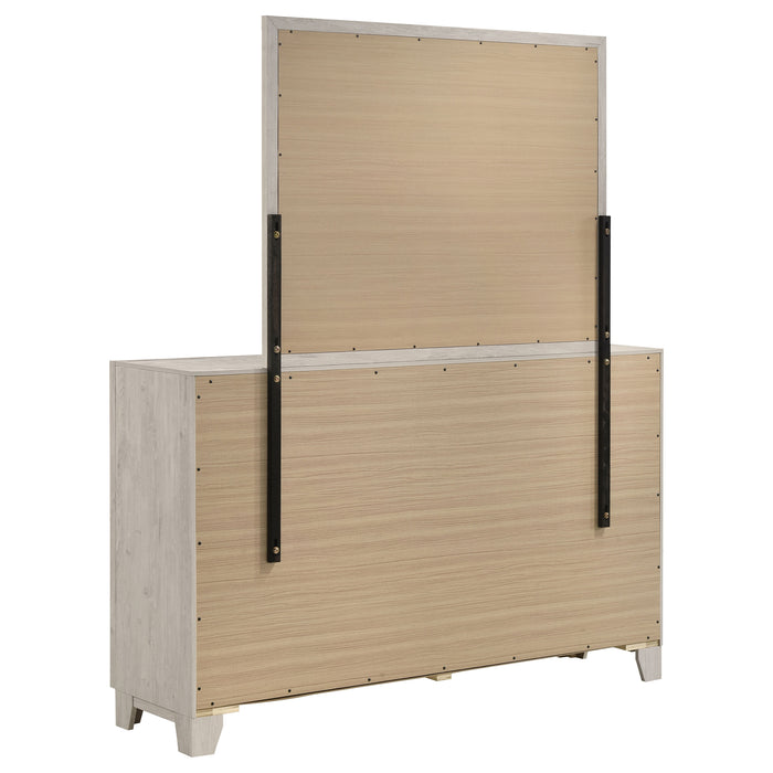 Farre 6-drawer Dresser with Mirror Washed Grey