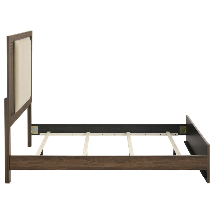 Etienne Full Velvet Upholstered Panel Bed Walnut