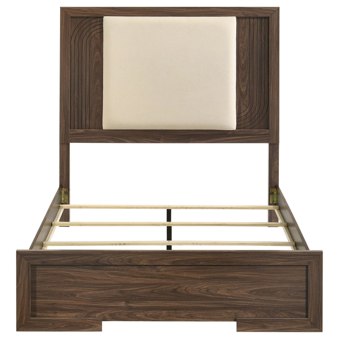Etienne Full Velvet Upholstered Panel Bed Walnut