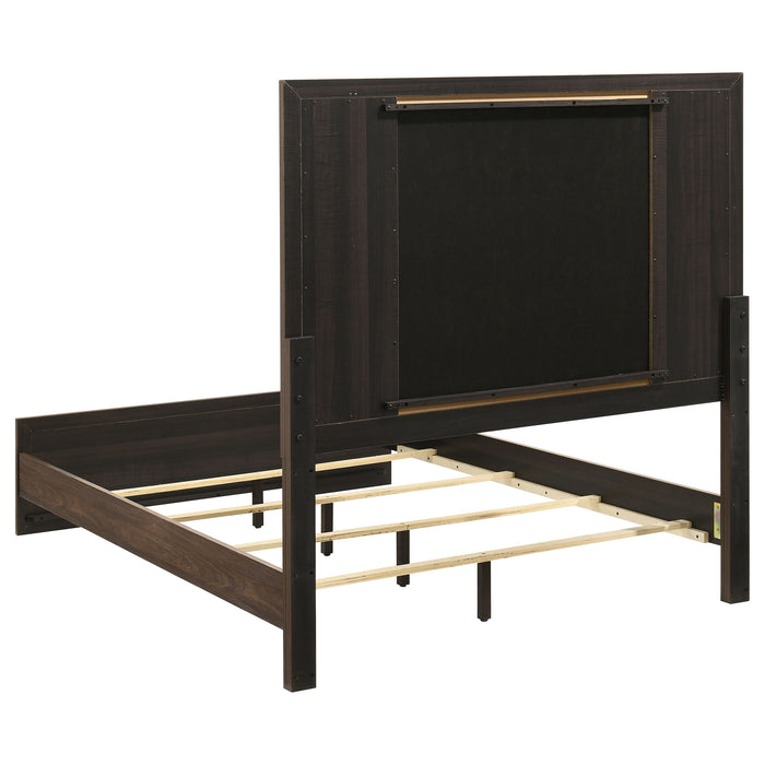 Etienne Full Velvet Upholstered Panel Bed Walnut