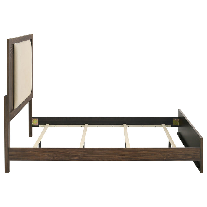 Etienne Queen Velvet Upholstered Panel Bed Walnut