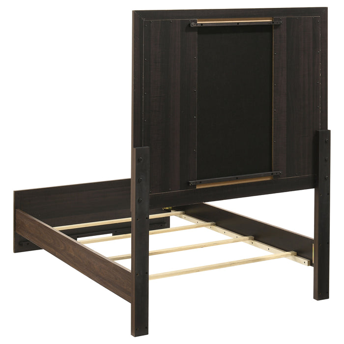 Etienne Twin Velvet Upholstered Panel Bed Walnut