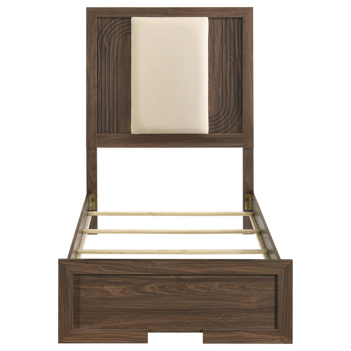 Etienne Twin Velvet Upholstered Panel Bed Walnut