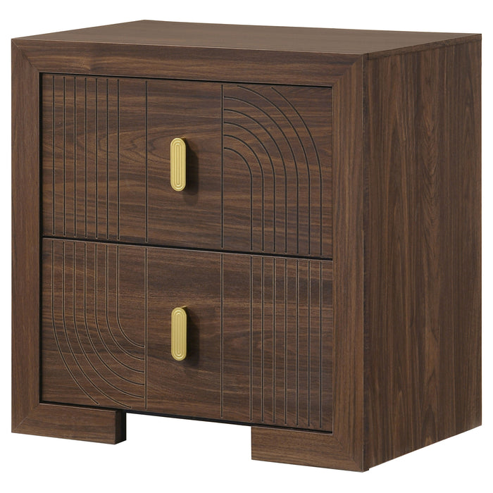 Etienne 2-drawer Nightstand Bedside Table Walnut