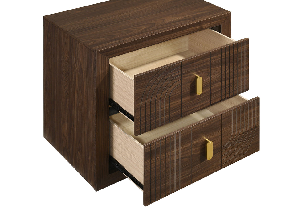 Etienne 2-drawer Nightstand Bedside Table Walnut