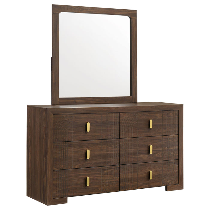 Etienne 6-drawer Dresser with Mirror Walnut