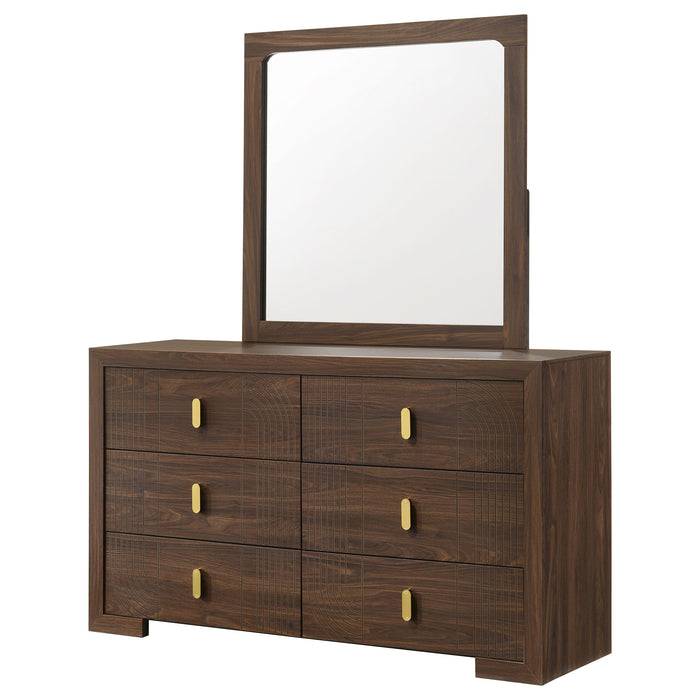 Etienne 6-drawer Dresser with Mirror Walnut