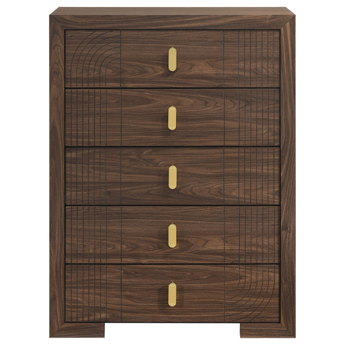 Etienne 5-drawer Bedroom Chest of Drawers Walnut