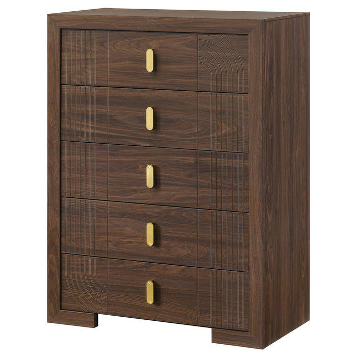 Etienne 5-drawer Bedroom Chest of Drawers Walnut