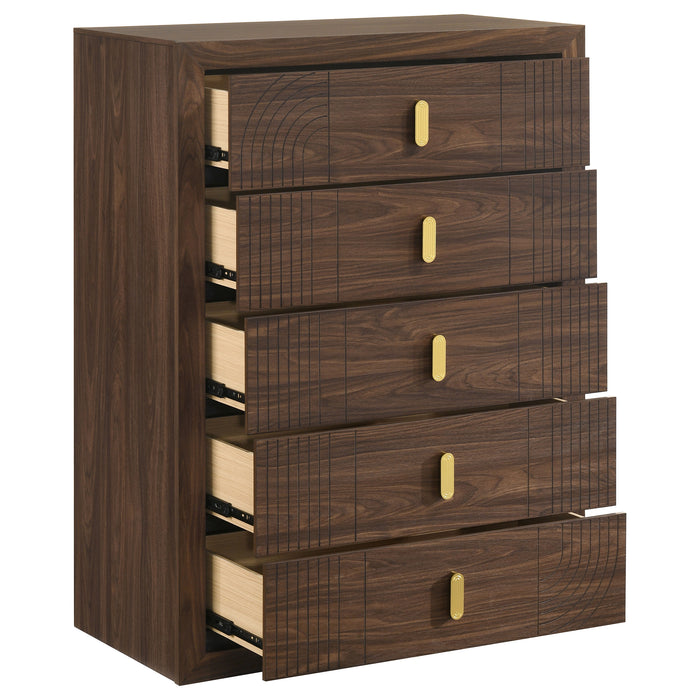 Etienne 5-drawer Bedroom Chest of Drawers Walnut