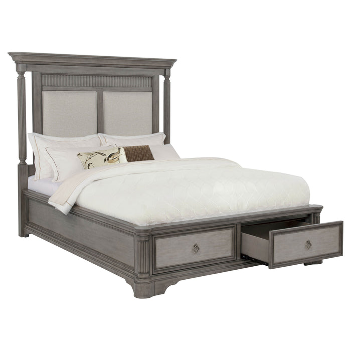 Cresswell Eastern King Upholstered Storage Platform Bed Weathered Taupe