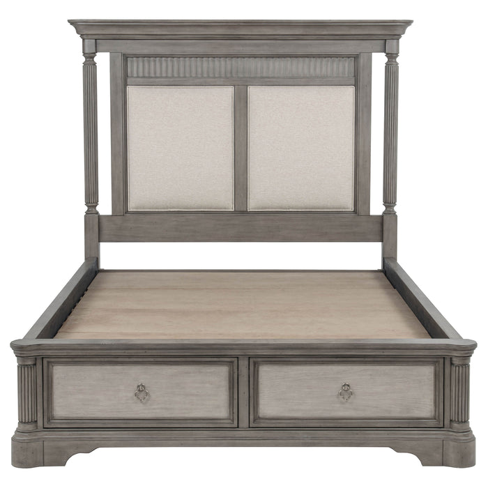 Cresswell Eastern King Upholstered Storage Platform Bed Weathered Taupe