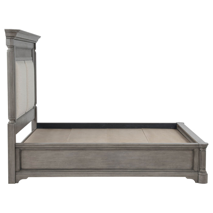 Cresswell Eastern King Upholstered Storage Platform Bed Weathered Taupe