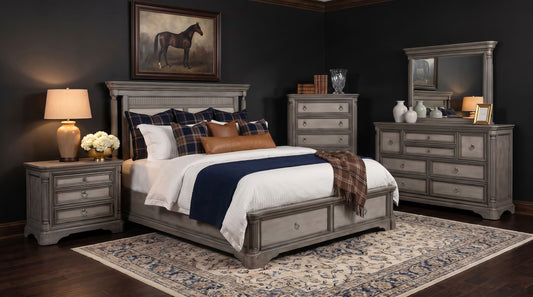 Cresswell 5-piece Eastern King Storage Bedroom Set Weathered Taupe
