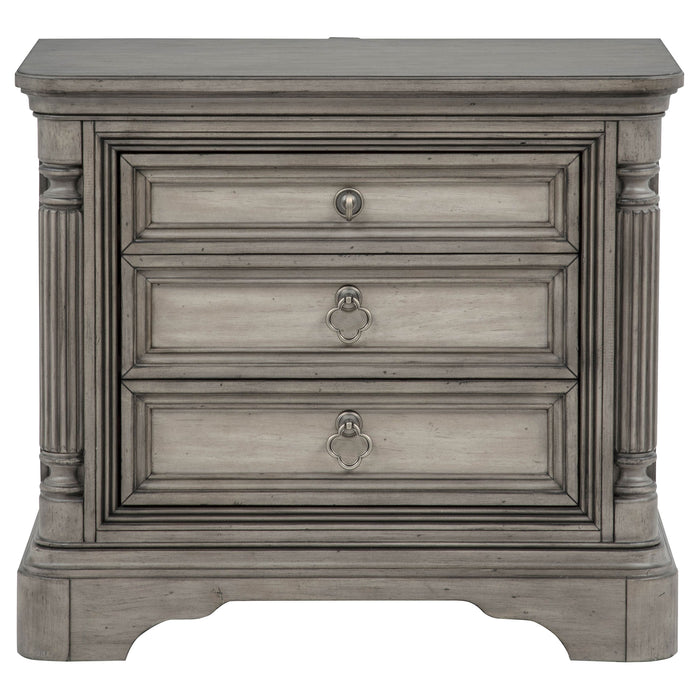 Cresswell 3-drawer Nightstand Bedside Table Weathered Taupe