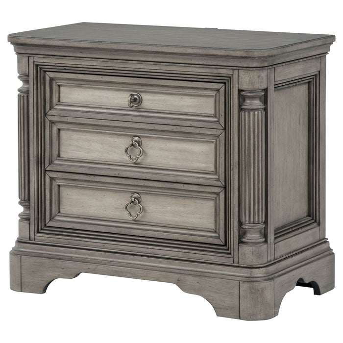 Cresswell 3-drawer Nightstand Bedside Table Weathered Taupe